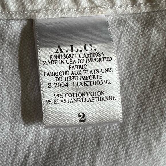 A.L.C. Women’s Amelia II White Denim Collared Gold One Button Blazer Jacket Sz 2 - Picture 9 of 14